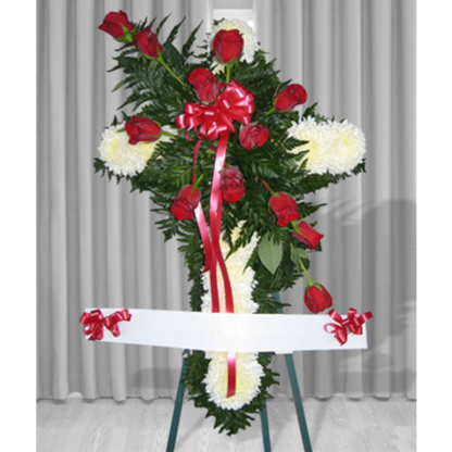 Cross of Chinas and Roses | Floral Express Little Rock
