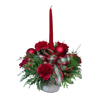 Single Candle Holiday Centerpiece | Floral Express Little Rock