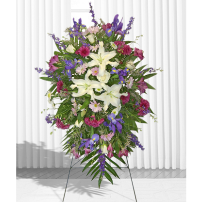 Easel of Lilies & Iris | Floral Express Little Rock