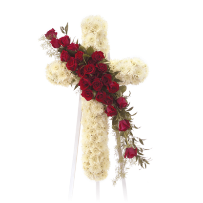 White Cross with Red Roses | Floral Express Little Rock