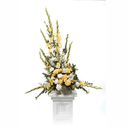 Yellow & White Pedestal | Floral Express Little Rock