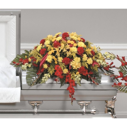 Red & Yellow Casket Cover | Floral Express Little Rock