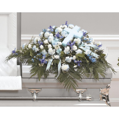 Blue & White Casket Cover | Floral Express Little Rock
